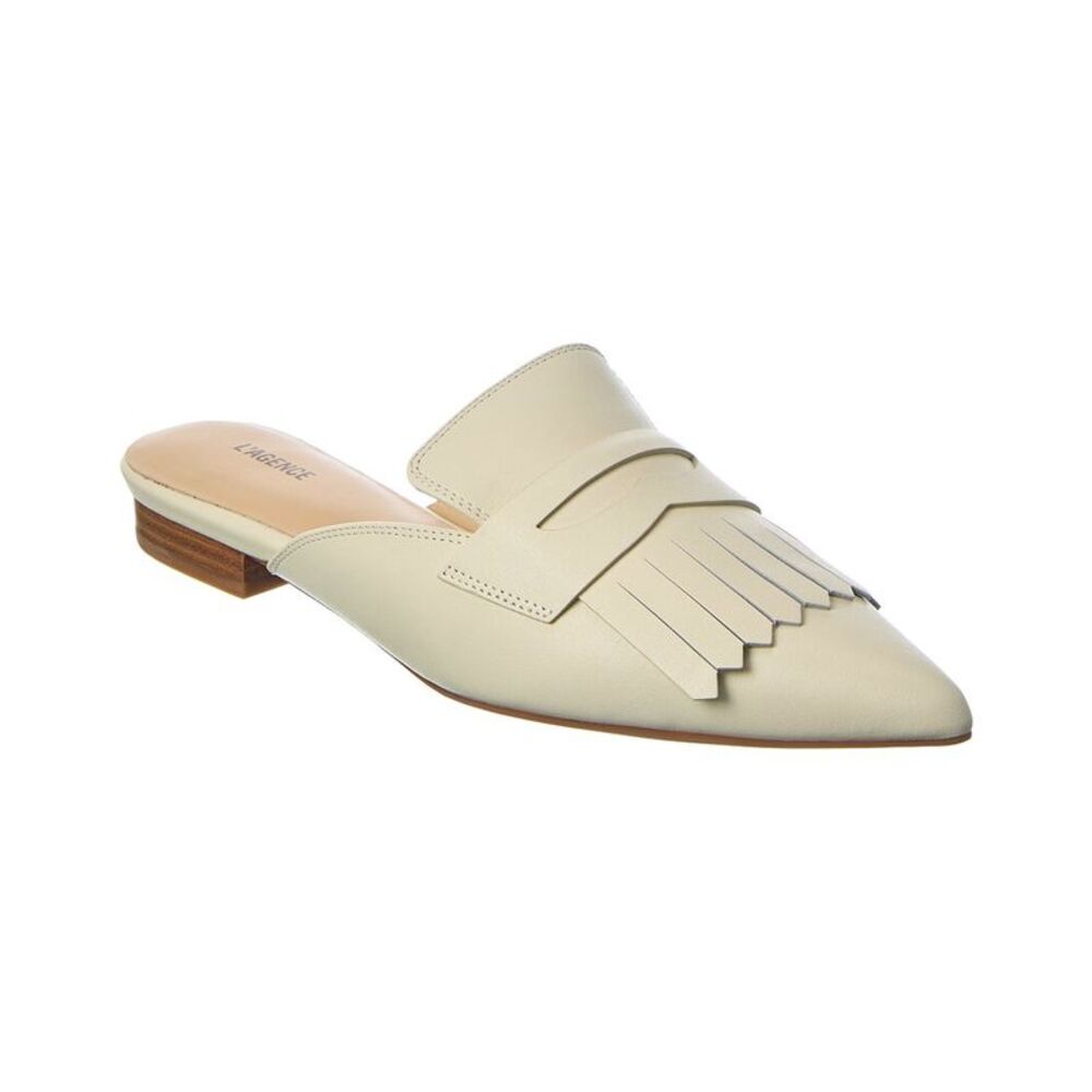 L’Agence Barbe Ii Leather Mule, White